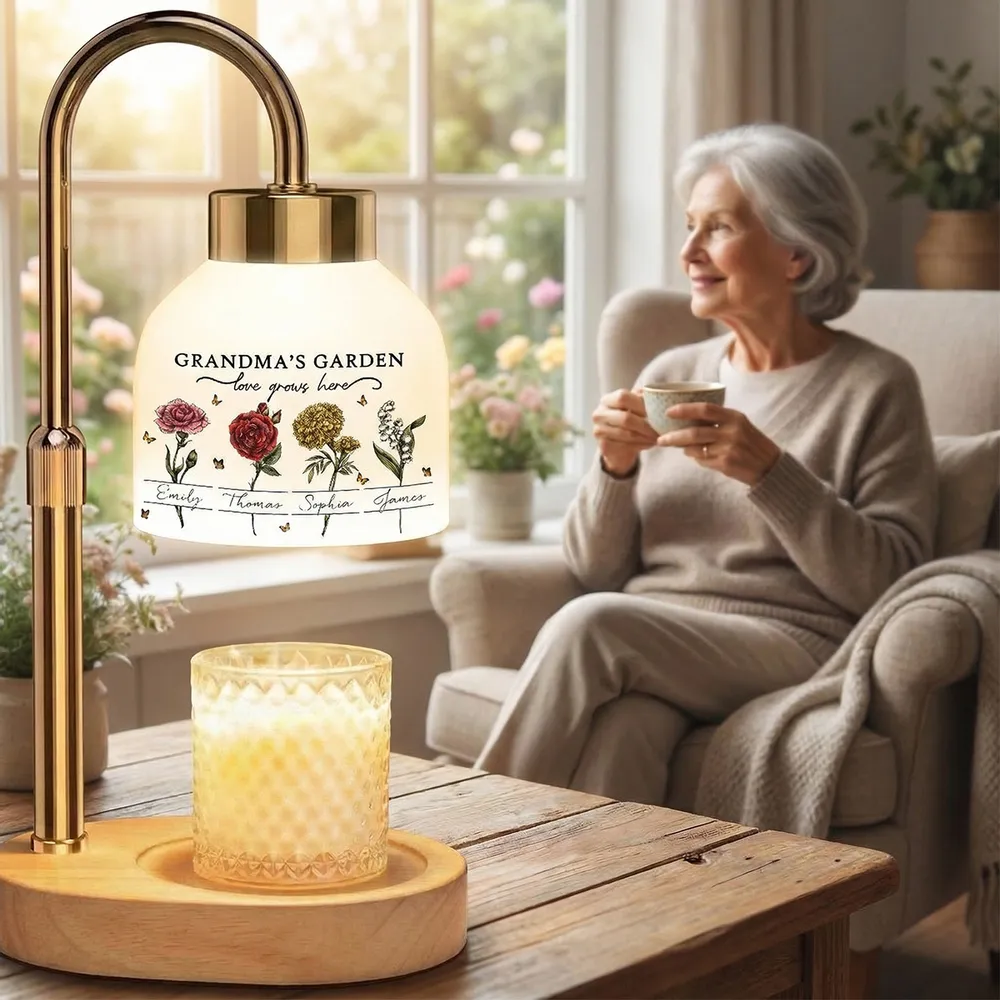 Beautiful Grandma Garden Custom Birth Month Flowers - Personalized Candle Warmer Lamp - Gift For Grandma, Mom