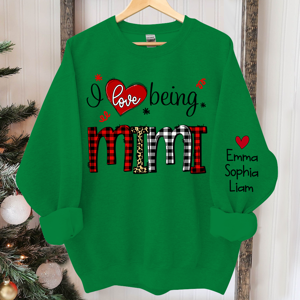 I Love Being Mimi Christmas, Custom Mimi And Kids TH Sweatshirt