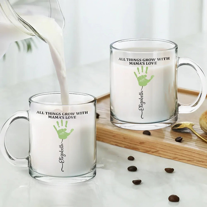 All Things Grow With Mom's Grandma's Love - Personalized Glass Mug