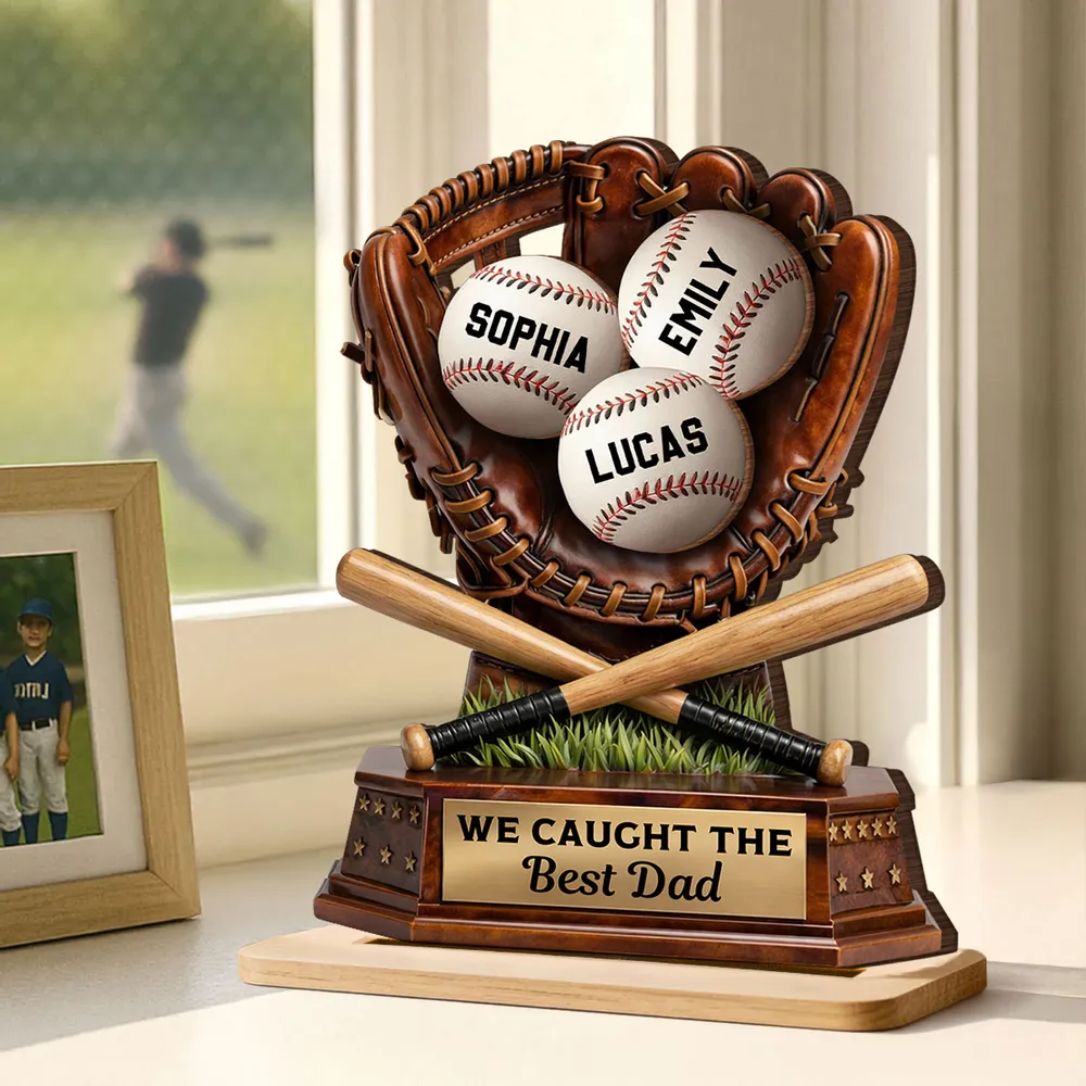 We Caught The Best Dad, Baseball Dad - Personalized 2-Layered Wooden Plaque - Father's Day Gift for Dad, Husband