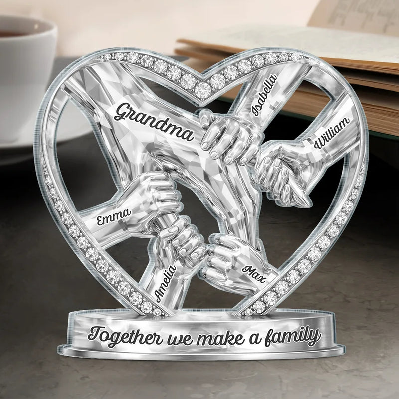 Mom Grandma Holding Hands 3D Effect - Personalized Custom Shaped Acrylic Plaque