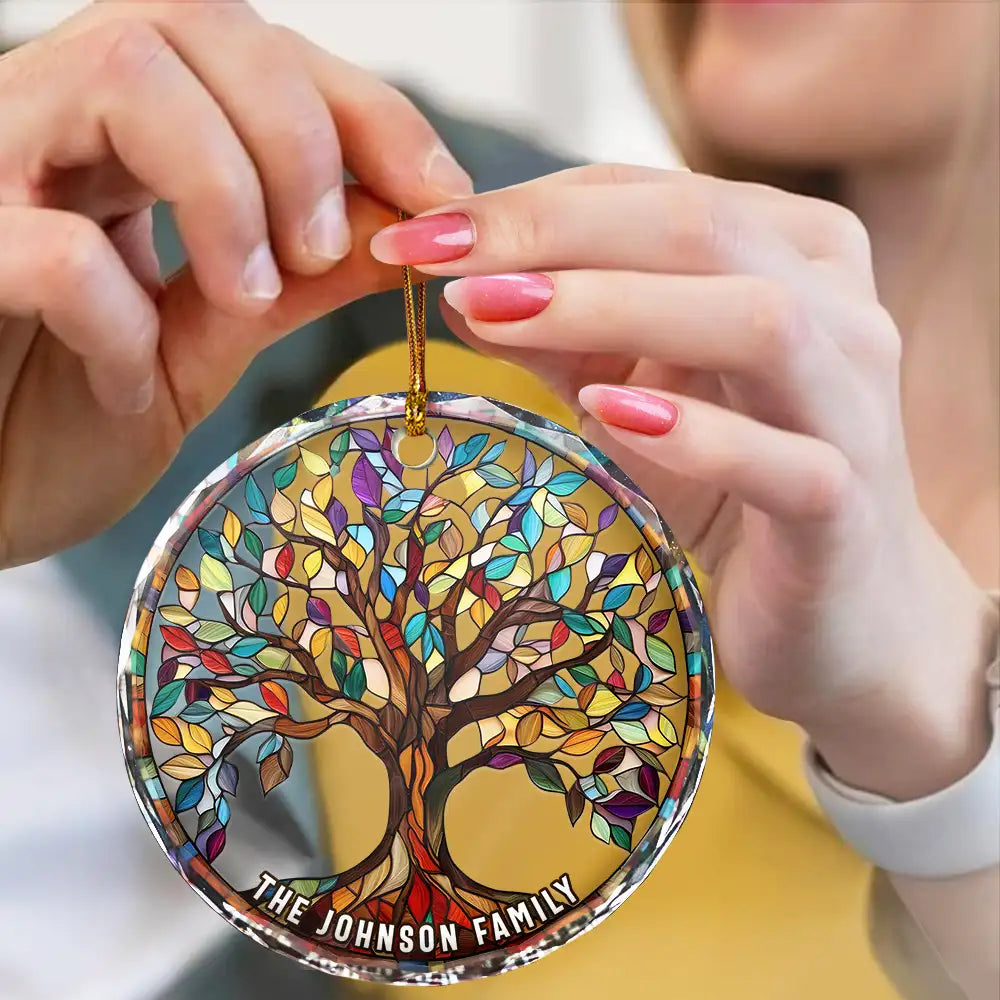 Family Tree Of Life - Personalized Circle Acrylic Ornament