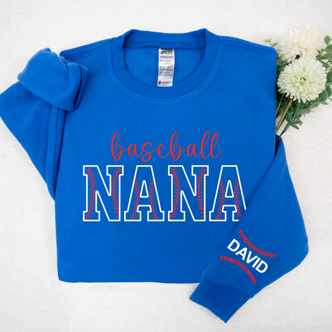 Nana Baseball Sweatshirt, Custom Nana With Kids, Grandma Gift TH Sweatshirt