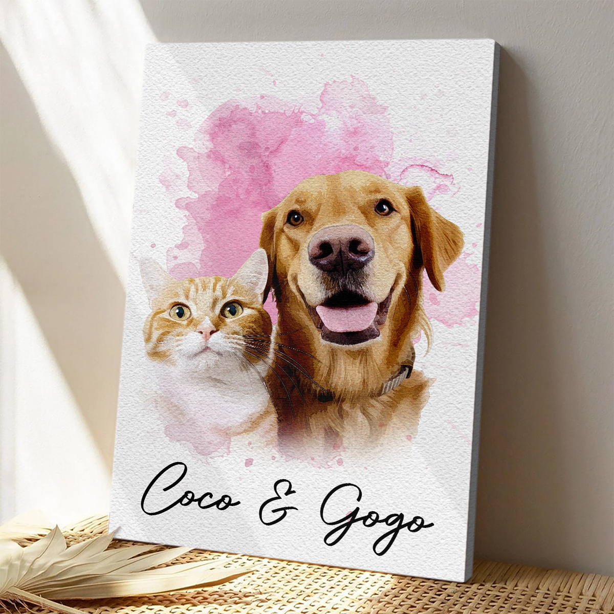 Personalized Watercolor Pet From Photo - Personalized Customized Canvas - New Pet Gift, Pet Memorial Gift