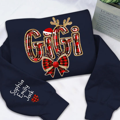 Custom Coquette Bow Christmas Sweatshirt for Grandma, Perfect Gift for Gigi and Grandkids