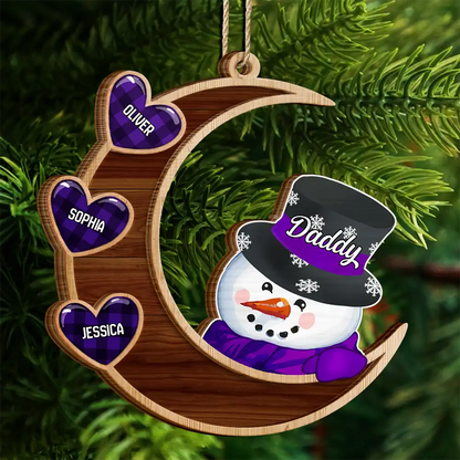 Papa Nana Snowman Family Christmas Grandparents - Personalized Wooden Ornament