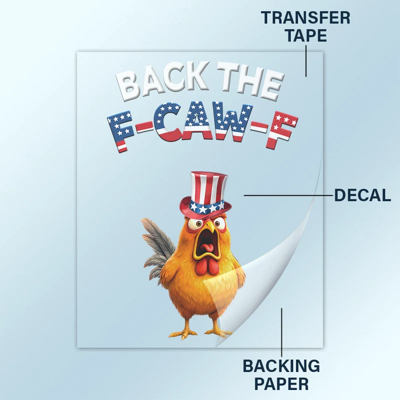 Funny Chicken Back The F-Caw-F - Personalized Decor Decal