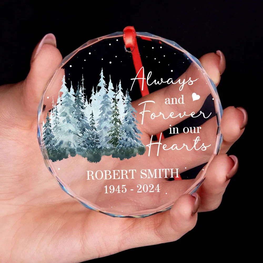 Always And Forever In Our Hearts Memorial Keepsake Personalized Acrylic Ornament