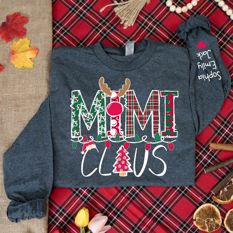 Personalized Mimi Claus Christmas With Grandkids Longsleeve