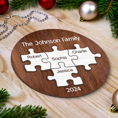 Pieces Of Our Family Christmas Keepsake Personalized Wooden Ornament