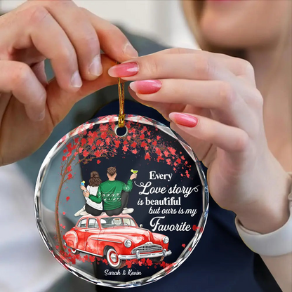 Christmas Every Love Story Is Beautiful - Personalized Circle Acrylic Ornament