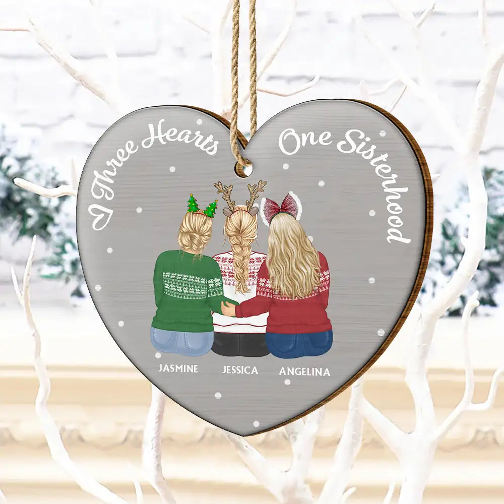 Christmas One Sisterhood - Personalized Custom Shaped Wooden Ornament