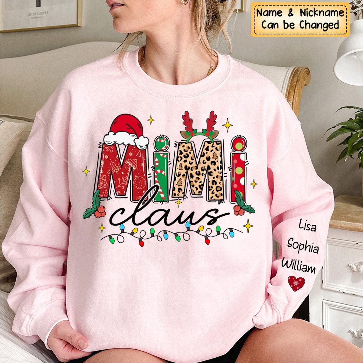 Grandma's Love Fills Christmas With Joy - Family Personalized Unisex Sweatshirt With Design On Sleeve