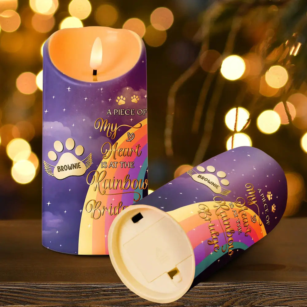 I Crossed The Rainbow Bridge Memorial Pet - Personalized Flameless LED Candle