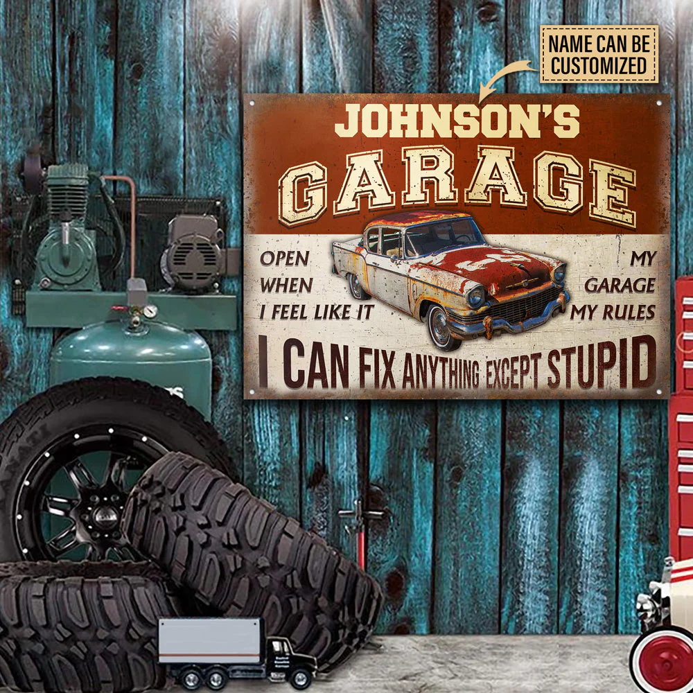 Garage Sign - Auto Mechanic Garage I Can Fix Anything Customized Classic Metal Signs