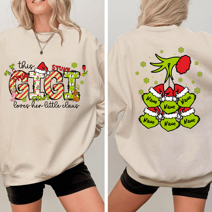 Personalized Nickname Grandma, This Loves Her Little Claus Gigi And Kids Names Christmas 2024 Sweatshirt