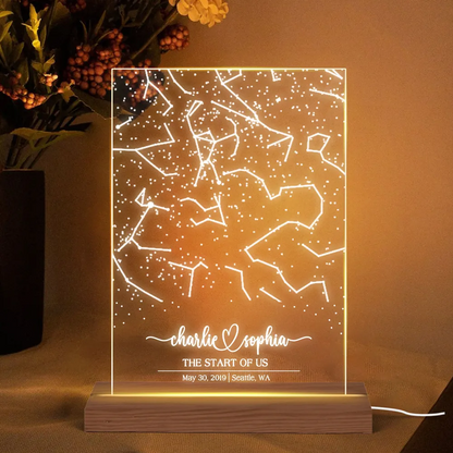 Custom Star Map by Date, Star map LED Night Light, Personalized Couple Constellation Map, Night Sky by Date, Engagement Gift for him and her