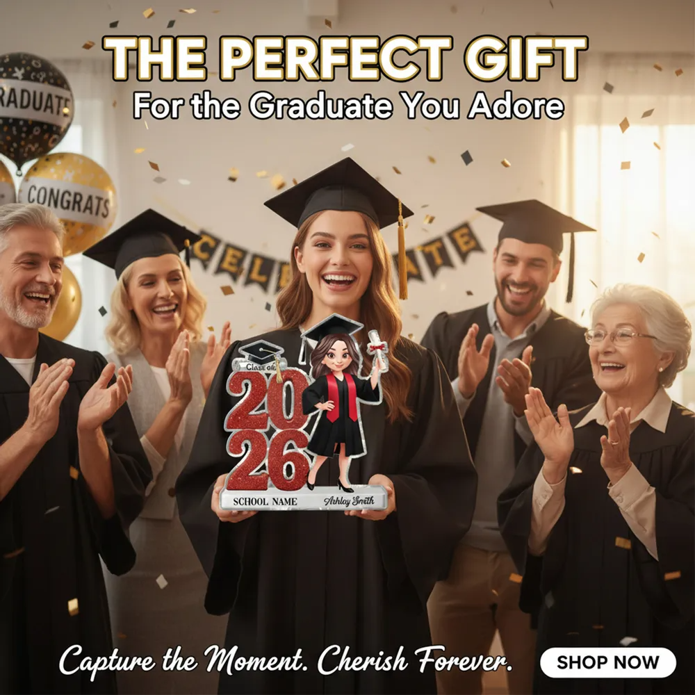 Class Of 2026 2027 Senior 2D Flat - Personalized Acrylic Block Plaque - Graduation Gift For Graduates, Daughter