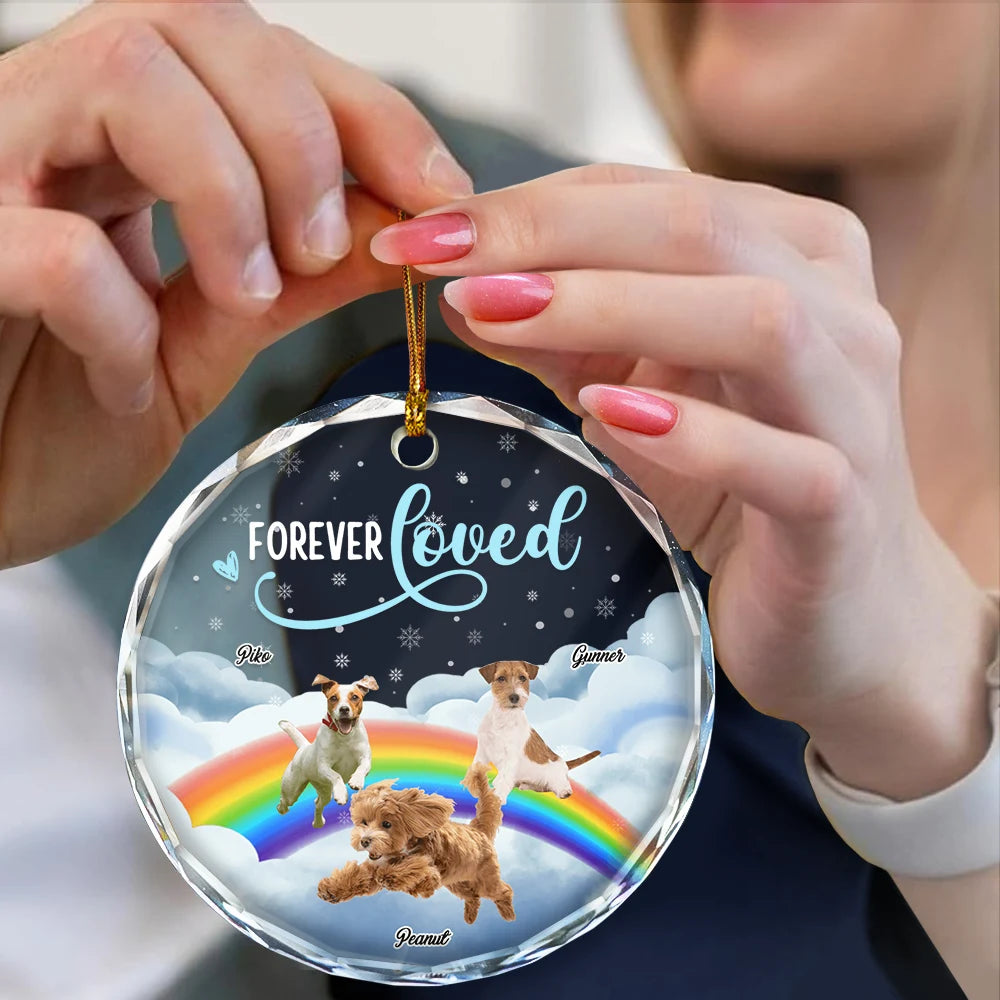 Custom Photo Forever Loved Ver 2 Pet Memorial - Personalized Circle Acrylic Ornament