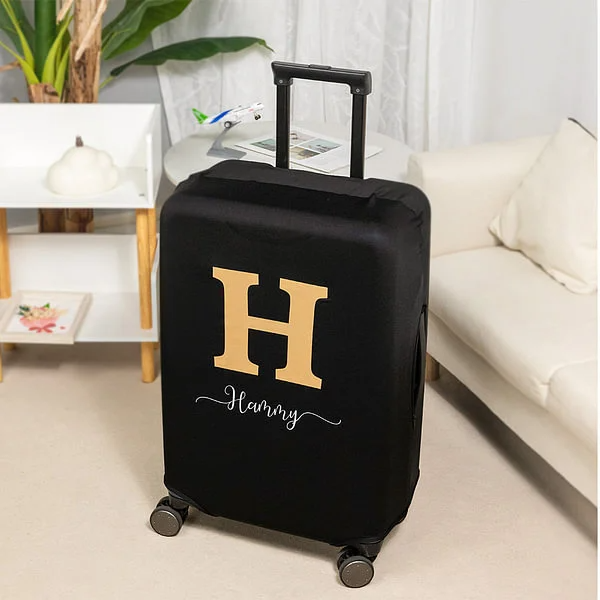 Personalised Elastic Luggage Cover Suitcase Protector Scratch-Resistant Fits 18-32 Inch with Name Travel Accessory Gift for Traveler