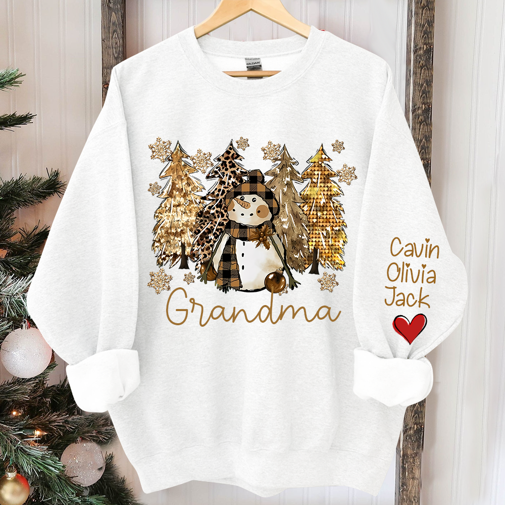 Custom Grandma Christmas Tree With Grandkids Sweatshirt