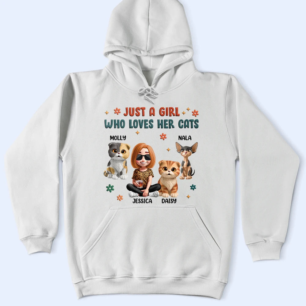 Just A Girl Who Loves Her Cats - Personalized T Shirt