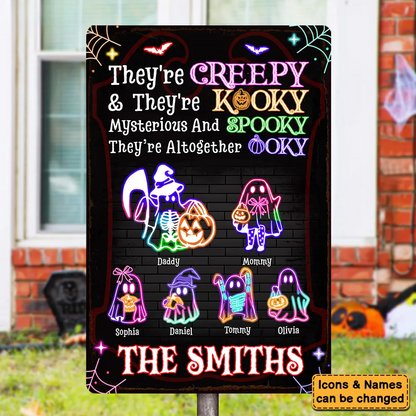 Personalized Halloween Family Boo Neon Metal Sign