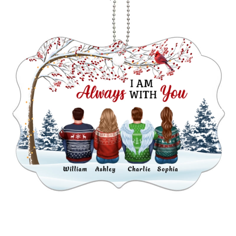 Cardinal Berry Tree Always With You Family Memorial Personalized Acrylic Ornament
