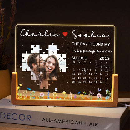 The Day I Found My Missing Piece Upload Photo Puzzle Calendar Personalized U-Base Acrylic LED Night Light
