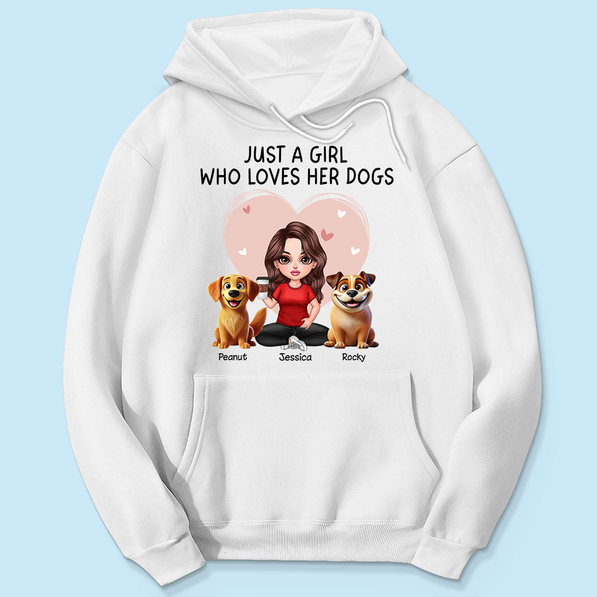 Just A Girl Who Loves Her Dogs Realistic Cartoon Dogs Personalized Shirt, Valentine's Day Gift For Dog Lover