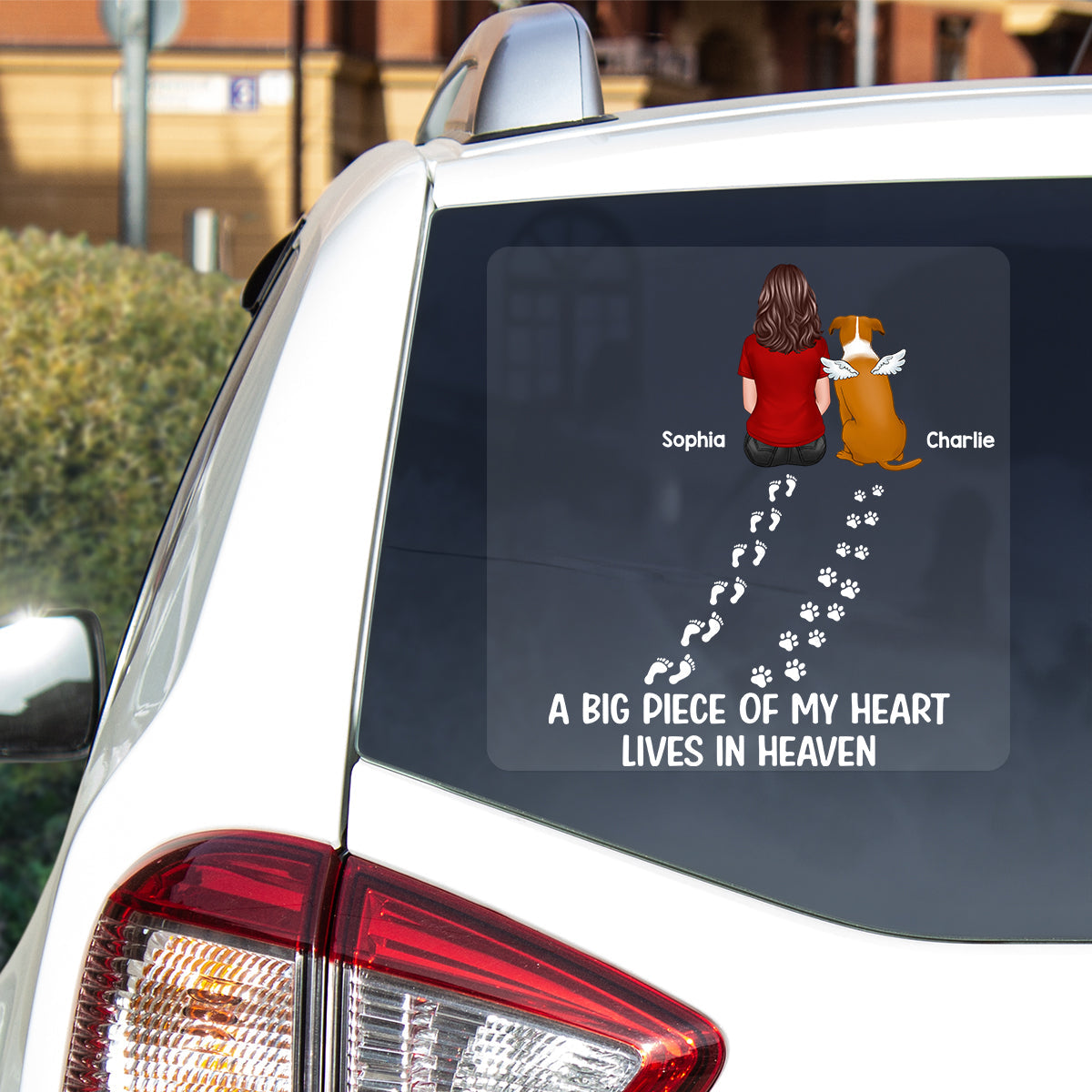 You Left Paw Prints On My Heart Dog Cat Pet Memorial Personalized Decal