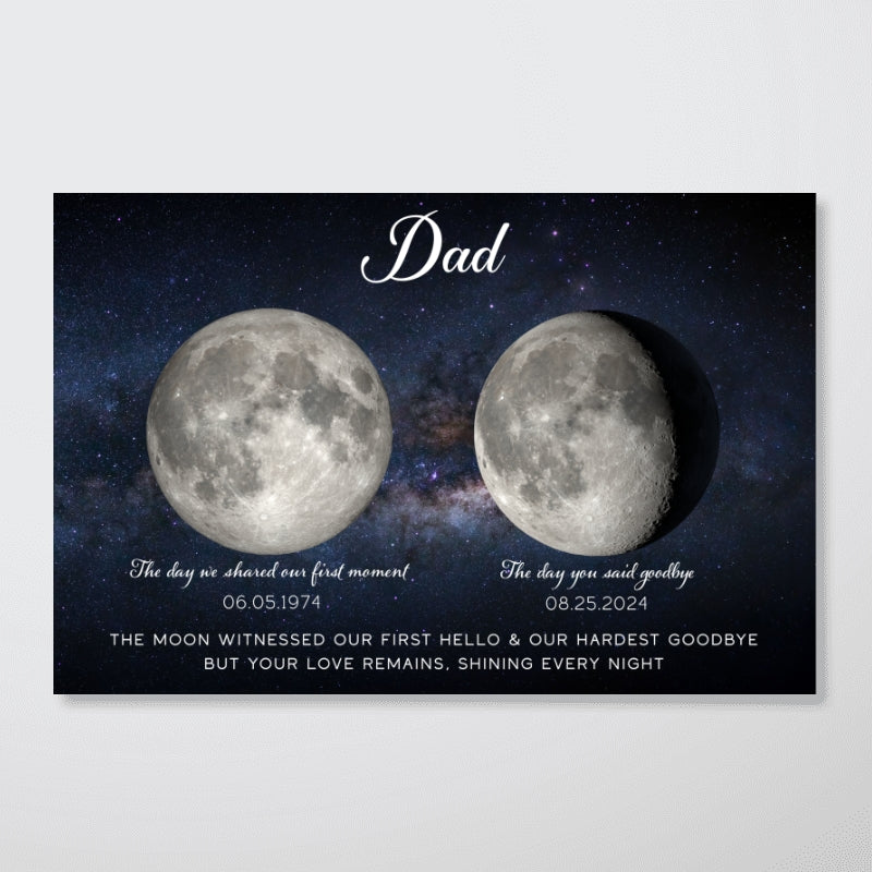 The Moon Witnessed Our First Hello And Our Hardest Goodbye Memorial Moon Phase Personalized Poster