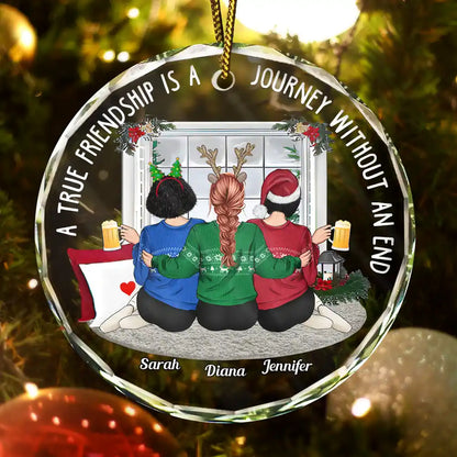 Christmas A True Friendship - Personalized Circle Acrylic Ornament