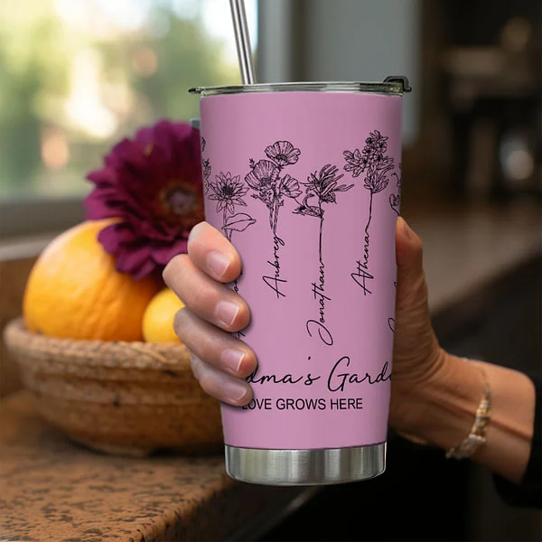 Personalised Nana's Garden 1-15 Birth Flower Bouquet 20oz Tumbler