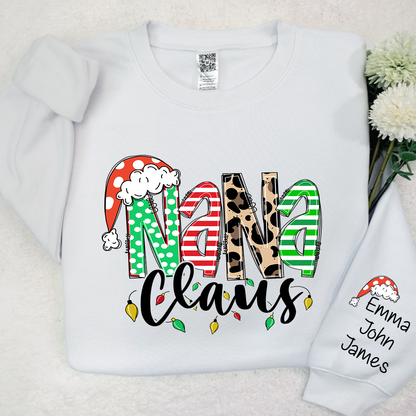 Nana claus Christmas And Grandkids Sweatshirt