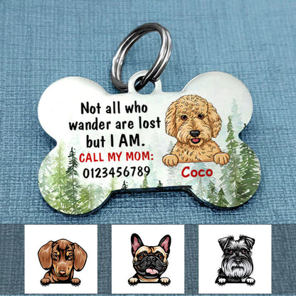 Personalized Dog Mom Dog Lost Wander Bone Pet Tag