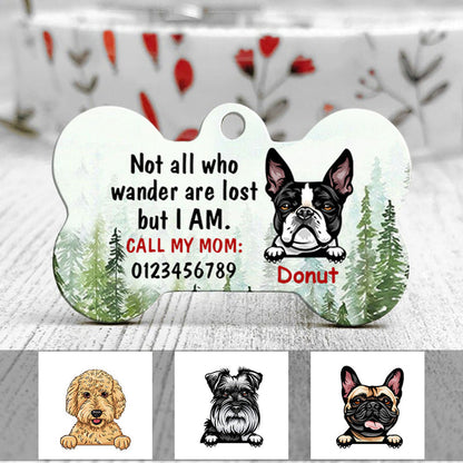 Personalized Dog Mom Dog Lost Wander Bone Pet Tag