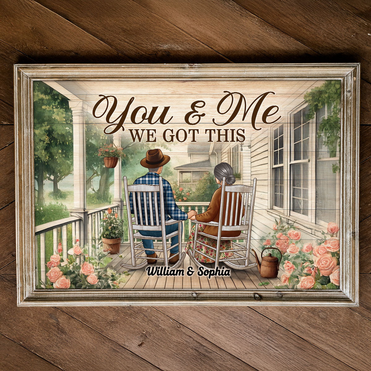 Couple Sitting On The Porch, Growing Old Together Personalized Poster, Heartfelt Valentine's Day Gift For Couple, For Him, For Her, Husband, Wife