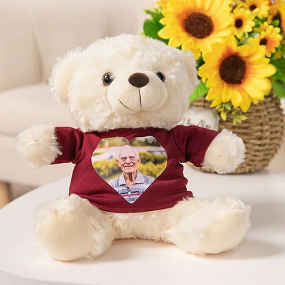 Personalised Cute Plush Stuffed Memory Bear with Heart Photo Shirt or Hoodie Memorial Anniversary Gift for Family Friend