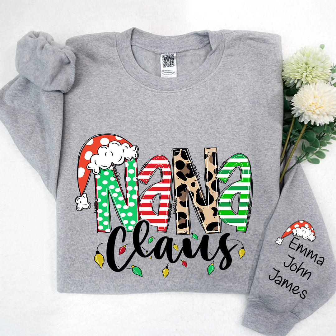 Nana claus Christmas And Grandkids Sweatshirt