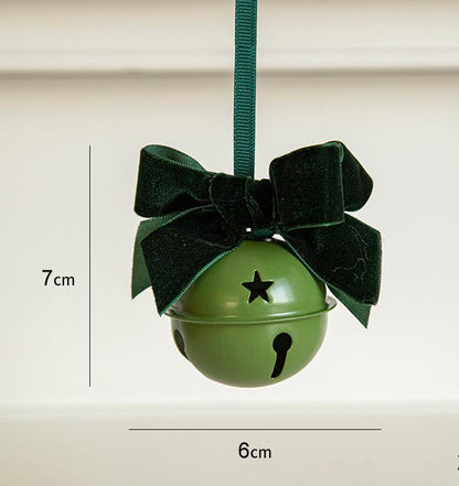 Christmas Bell Velvet Bow Pine Cone Pendant