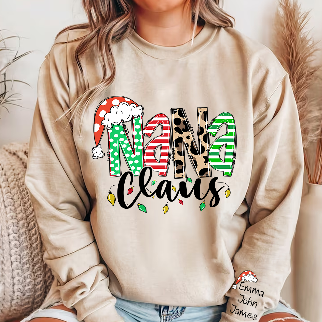 Nana claus Christmas And Grandkids Sweatshirt