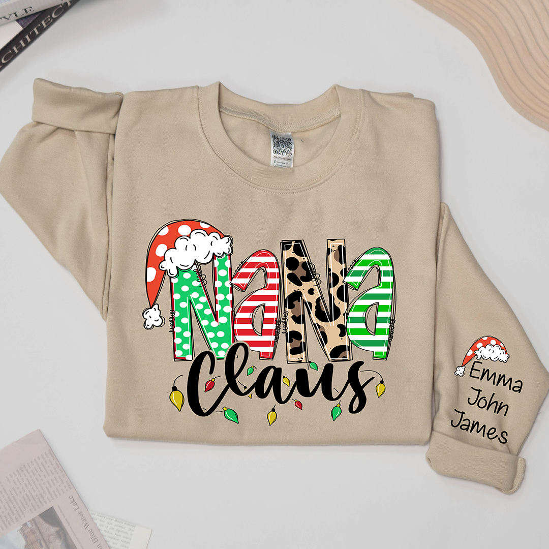 Nana claus Christmas And Grandkids Sweatshirt