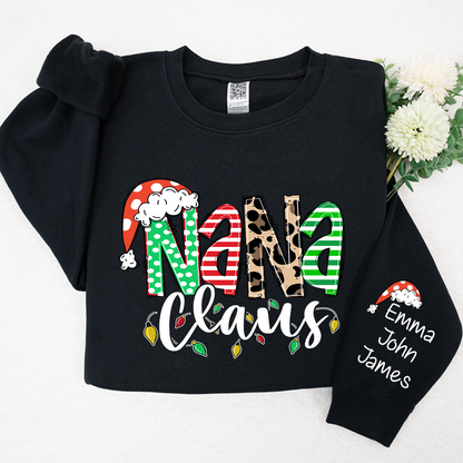 Nana claus Christmas And Grandkids Sweatshirt