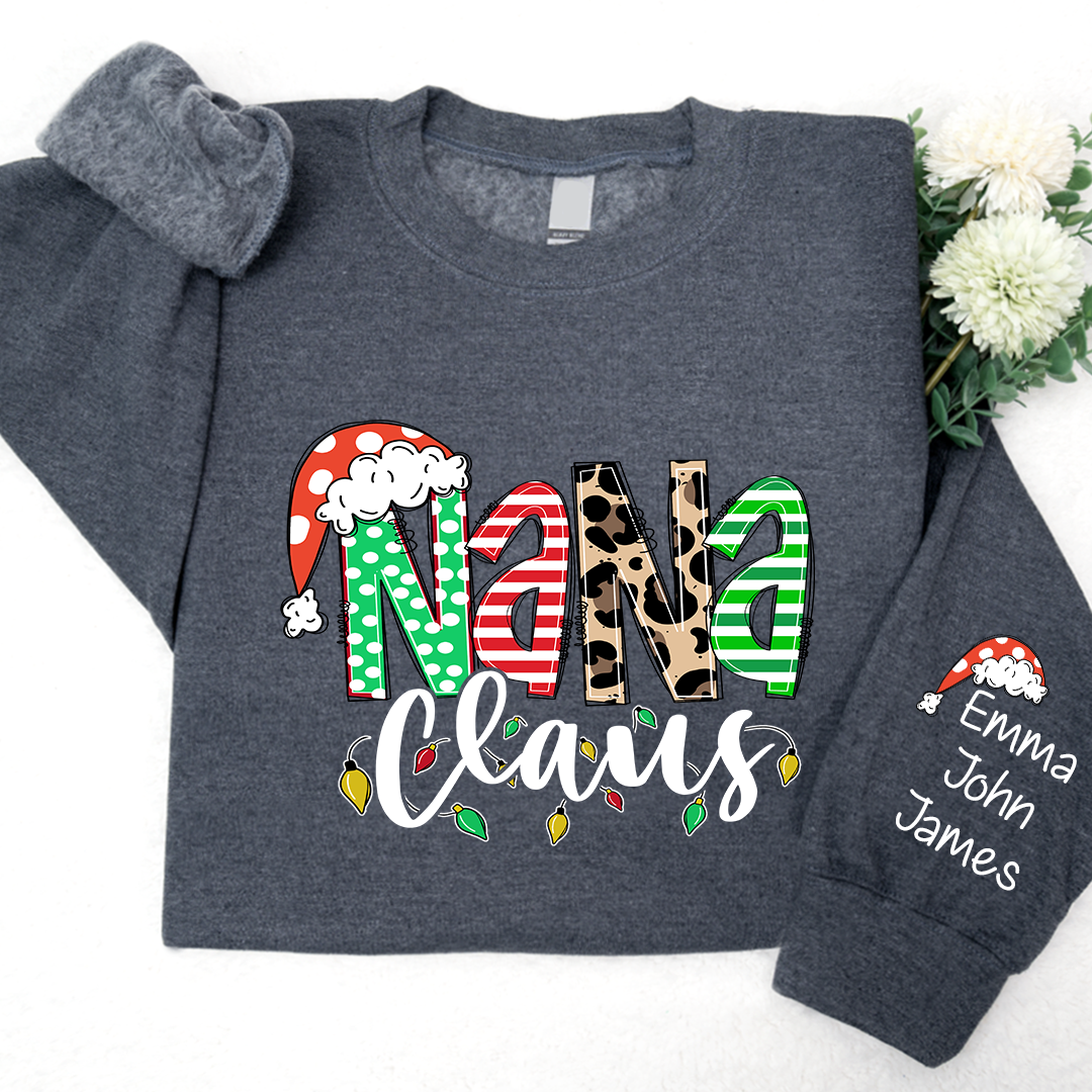 Nana claus Christmas And Grandkids Sweatshirt