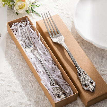 Personalized Vintage Wedding Forks with Laser Engraving Mr. Mrs. and Date Anniversary Wedding Engagement Gift for Couple Set of 2 with Kraft Paper Box