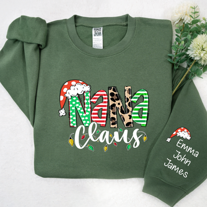 Nana claus Christmas And Grandkids Sweatshirt