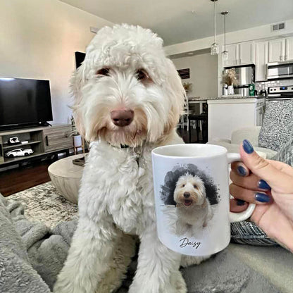Watercolor Pet Portrait Using Photo Personalized Mug, Unique Gift For Pet Owners, Thoughtful Pet Memorial Gift