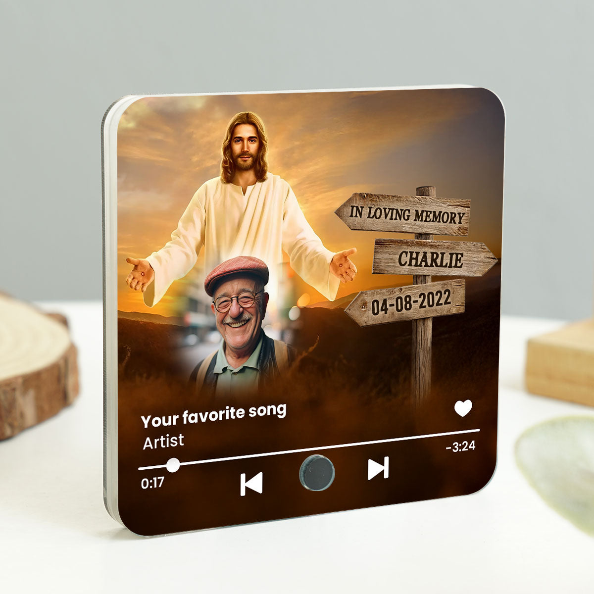 Upload Photo In Loving Memory Personalized Music Fridge Magnet, Sympathy Gift