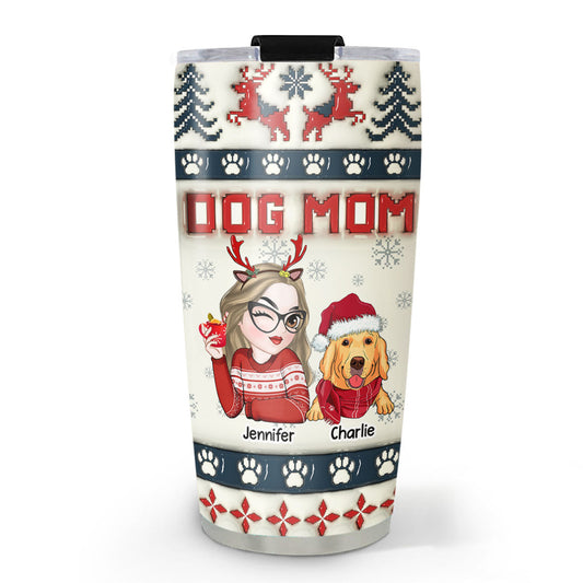 Dog Mom Pixel - Personalized Custom 3D Inflated Effect Tumbler